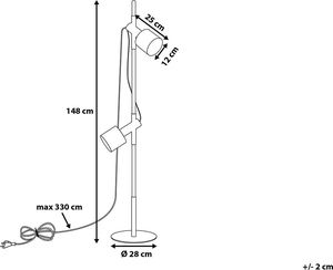 Lampa podłogowa Beliani Lampa podłogowa regulowana drewniana biała OWENS 7