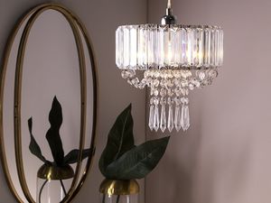 Lampa wisząca Beliani Żyrandol kryształowy przeźroczysty ADORN 3