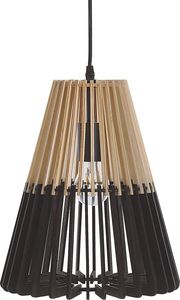 Lampa wisząca Beliani Lampa wisząca bambusowa jasne drewno czarny CAVALLA 1