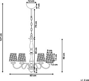 Lampa wisząca Beliani Żyrandol metalowy srebrny BRADANO 6