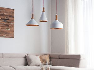 Lampa wisząca Beliani Lampa wisząca metalowa biała MACKENZIE 2