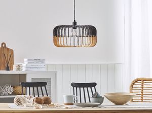 Lampa wisząca Beliani Lampa wisząca jasne drewno czarny SOUS 2