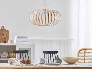 Lampa wisząca Beliani Lampa wisząca bambusowa jasne drewno HAVEL 2