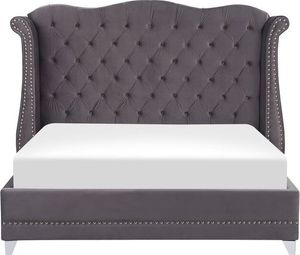 Beliani Łóżko welurowe 160 x 200 cm szare AYETTE 2