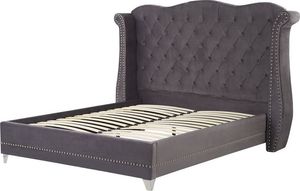 Beliani Łóżko welurowe 160 x 200 cm szare AYETTE 3