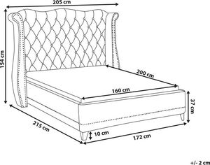 Beliani Łóżko welurowe 160 x 200 cm szare AYETTE 8