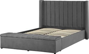 Beliani Łóżko welurowe z ławką 140 x 200 cm szare NOYERS 4
