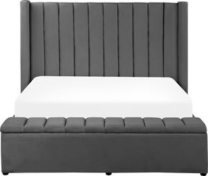 Beliani Łóżko welurowe z ławką 140 x 200 cm szare NOYERS 6