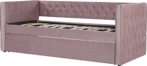 Beliani Łóżko wysuwane welurowe 90 x 200 cm różowe GASSIN 4