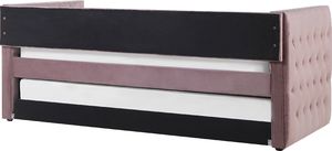 Beliani Łóżko wysuwane welurowe 90 x 200 cm różowe GASSIN 5