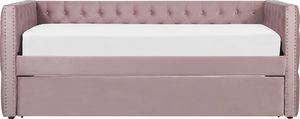 Beliani Łóżko wysuwane welurowe 90 x 200 cm różowe GASSIN 6