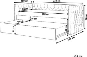 Beliani Łóżko wysuwane welurowe 90 x 200 cm różowe GASSIN 8