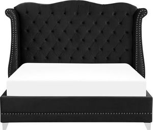 Beliani Łóżko welurowe 180 x 200 cm czarne AYETTE 2