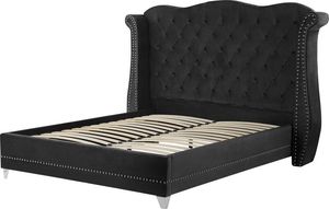 Beliani Łóżko welurowe 180 x 200 cm czarne AYETTE 4