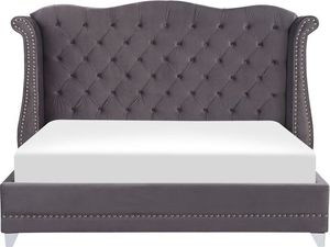 Beliani Łóżko welurowe 180 x 200 cm szare AYETTE 2