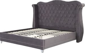 Beliani Łóżko welurowe 180 x 200 cm szare AYETTE 4