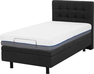 Beliani Łóżko regulowane tapicerowane 80 x 200 cm szare DUKE 2