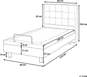 Beliani Łóżko regulowane tapicerowane 80 x 200 cm szare DUKE 7