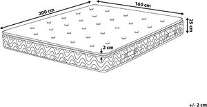 Beliani Materac kieszeniowy memory foam ze zdejmowalnym pokrowcem 160 x 200 cm LUXUS 8