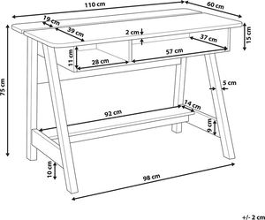 Biurko Beliani Jackson Jasnobrązowe 110 cm x 60 cm 8