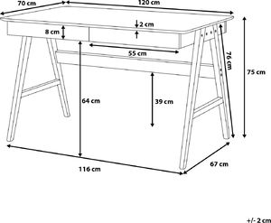 Biurko Beliani Sheslay Jasnobrązowe 120 cm x 70 cm 7