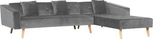 Beliani Narożnik welurowy lewostronny rozkładany szary VADSO 2