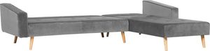 Beliani Narożnik welurowy lewostronny rozkładany szary VADSO 3