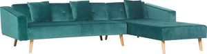 Beliani Narożnik welurowy lewostronny rozkładany zielony VADSO 2