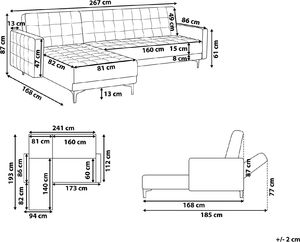 Beliani Narożnik rozkładany 4-osobowy prawostronny ciemnoszary ABERDEEN 6