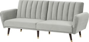 Beliani Sofa rozkładana welurowa jasnoszara VIMMERBY 2