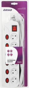 Listwa zasilająca Orno Multiswitch przeciwprzepięciowa 6 gniazd 1.5 m biała (OR-AE-13162-1,5M) 2