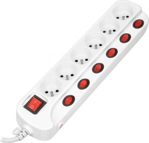 Listwa zasilająca Orno Multiswitch przeciwprzepięciowa 6 gniazd 1.5 m biała (OR-AE-13162-1,5M) 3