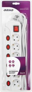 Listwa zasilająca Orno Multiswitch przeciwprzepięciowa 6 gniazd 1.5 m biała (ORAE13162(GS)/1,5M) 2