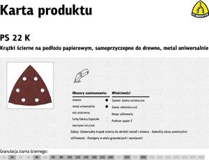 Klingspor K.PAPIER TRÓJKĄT PS22K P150 GLS15 K146336 1