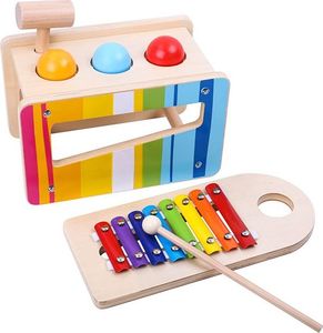 Tooky Toy Drewniana Przebijanka z Cymbałkami 2w1 1