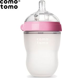 ComoTomo Antykolkowa butelka silikonowa 250 ml Pink BABY 1