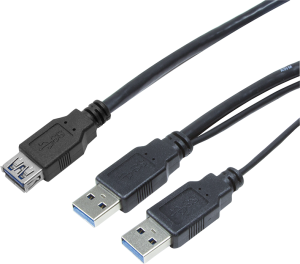 Kabel USB LogiLink 2x USB-A - USB-A 0.3 m Czarny (CU0070) 1