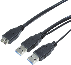 Kabel USB LogiLink 2x USB-A - micro-B 1 m Czarny (CU0072) 1