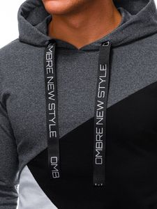 Ombre Bluza męska z kapturem B1050 - grafitowa/czarna XL 2