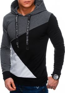 Ombre Bluza męska z kapturem B1050 - grafitowa/czarna XL 3