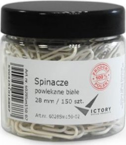 Victory Office Product SPINACZE BIUROWE VICTORY OFFICE 28MM 150 SZT. OKRĄGŁE POWLEKANE BIAŁE SŁOIK MAŁY 1