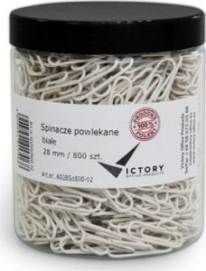 Victory Office Product SPINACZE BIUROWE VICTORY OFFICE 28MM 800 SZT. OKRĄGŁE POWLEKANE BIAŁE SŁOIK DUŻY 1