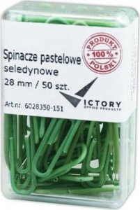 Victory Office Product SPINACZE BIUROWE VICTORY OFFICE 28MM 50 SZT. OKRĄGŁE PASTELOWE SELEDYNOWE POJEMNIK PLASTIKOWY 1