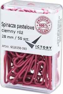 Victory Office Product SPINACZE BIUROWE VICTORY OFFICE 28MM 50 SZT. OKRĄGŁE PASTELOWE CIEMNORÓŻOWE POJEMNIK PLASTIKOWY 1