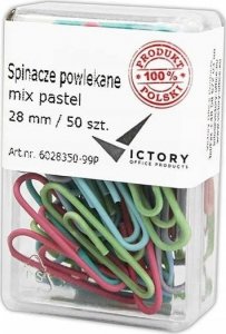 Victory Office Product SPINACZE BIUROWE VICTORY OFFICE 28MM 50 SZT. OKRĄGŁE PASTELOWE MIX KOLORÓW POJEMNIK PLASTIKOWY 1