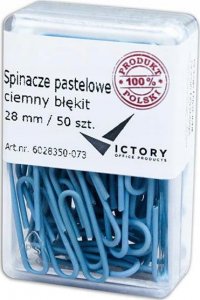 Victory Office Product SPINACZE BIUROWE VICTORY OFFICE 28MM 50 SZT. OKRĄGŁE PASTELOWE CIEMNONIEBIESKIE POJEMNIK PLASTIKOWY 1