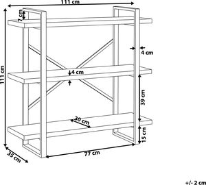 Beliani Regał 3 półki ciemne drewno TIMBER 7