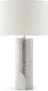 Lampa stołowa Beliani Lampka nocna porcelanowa biało-srebrna AIKEN 1