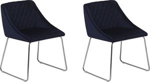 Beliani Zestaw 2 krzeseł do jadalni welurowy ciemnoniebieski ARCATA 1