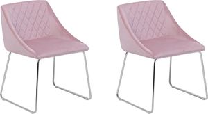 Beliani Zestaw 2 krzeseł do jadalni welurowy różowy ARCATA 1